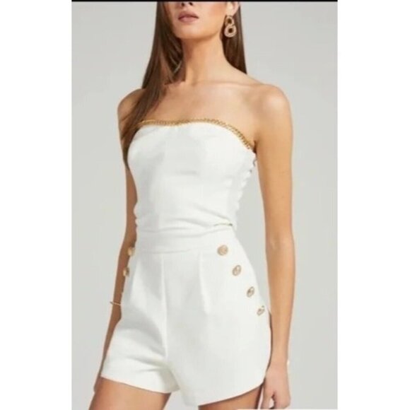 Generation Love Sophia Crepe Bustier Romper Black Size 6 NWT Chain Detail $345 - Picture 4 of 5